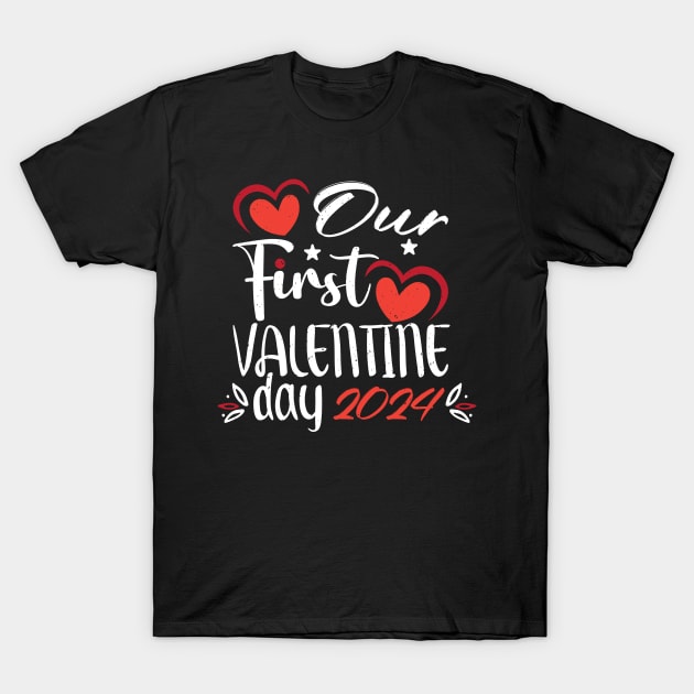 Our First Valentines Day Together 2024 Matching Couple T-Shirt by Giftyshoop